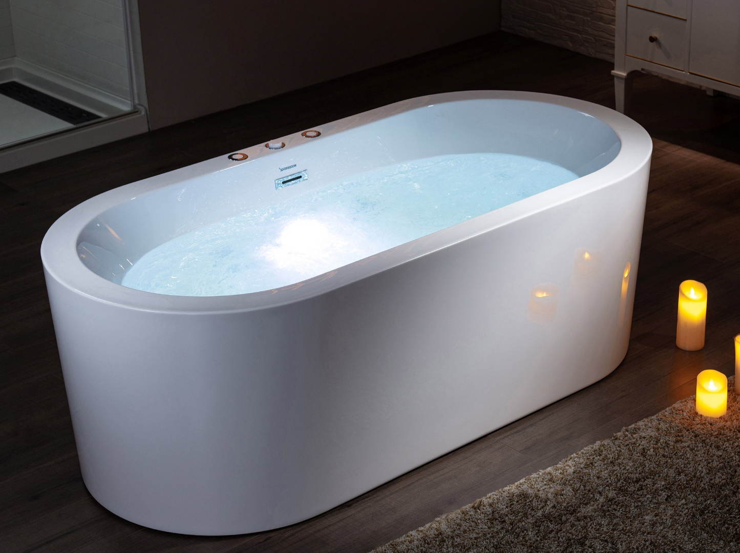 66" Heated Combo Freestanding Bathtub With Dual Jets & Air Bubble