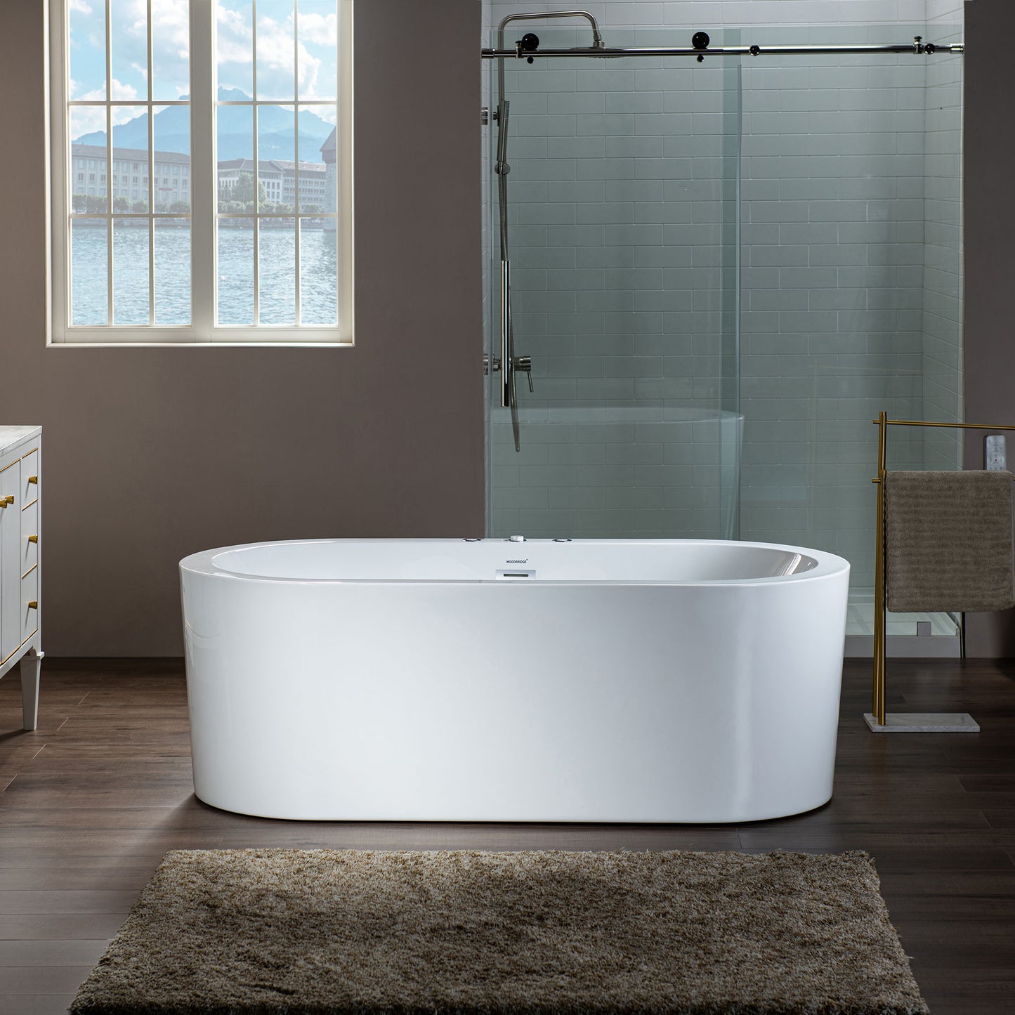 66" Heated Combo Freestanding Bathtub With Dual Jets & Air Bubble