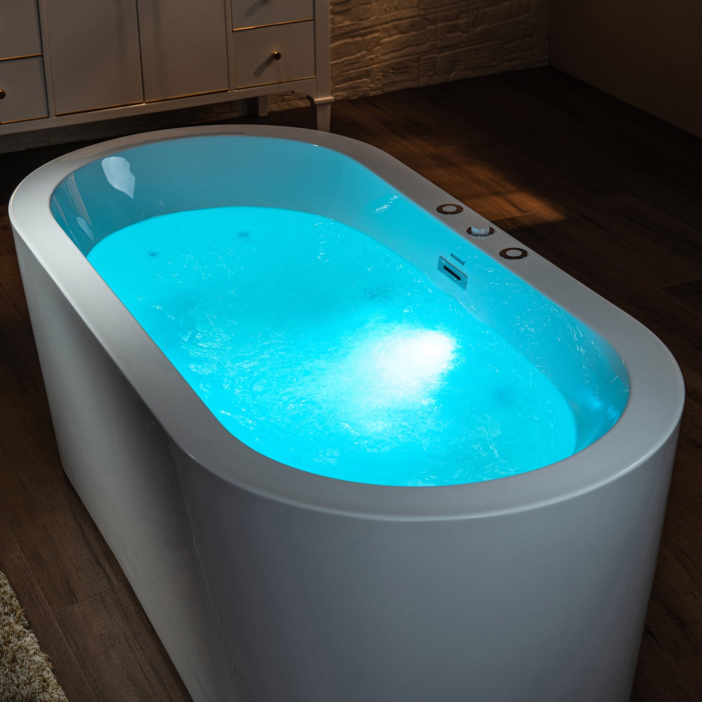 66" Heated Combo Freestanding Bathtub With Dual Jets & Air Bubble