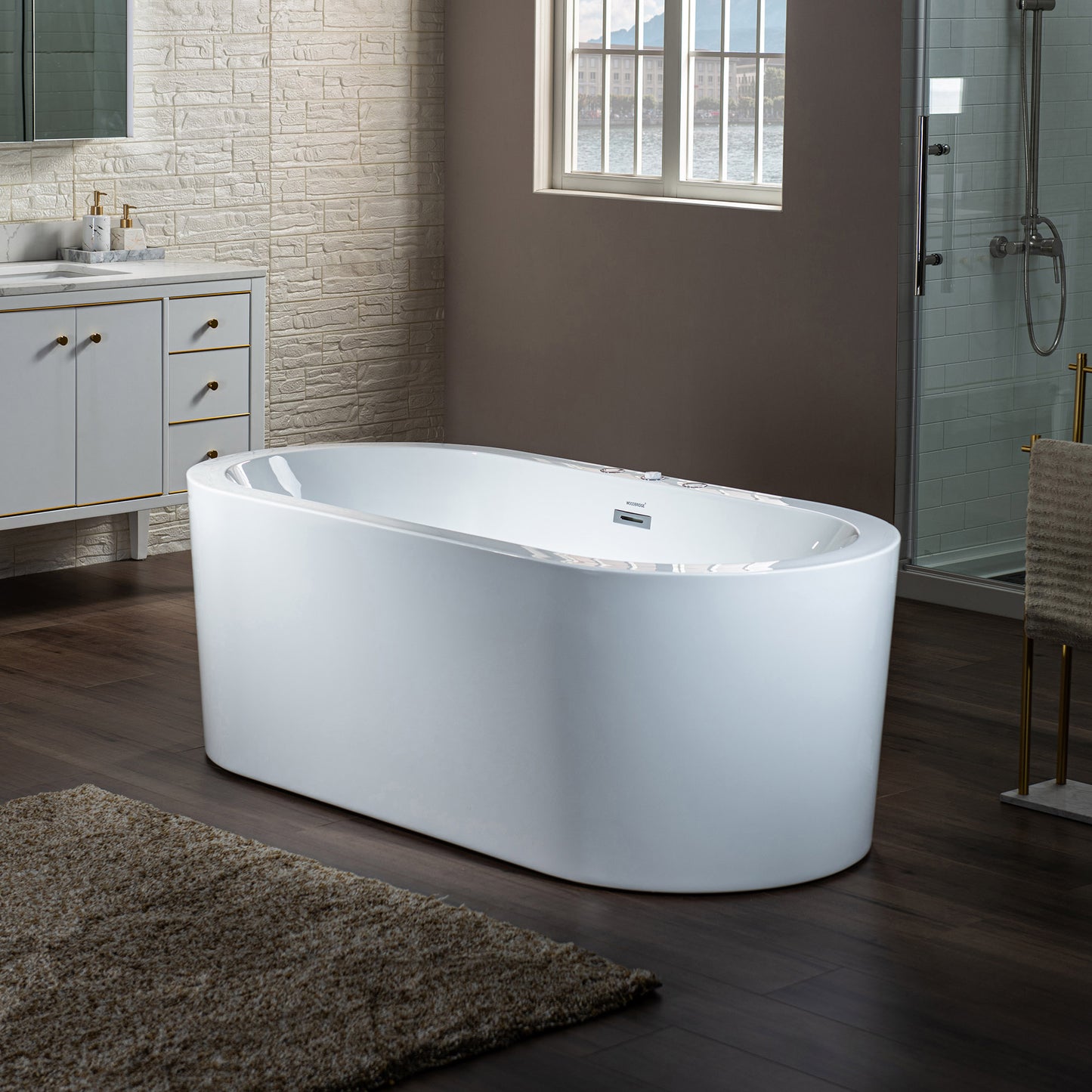 66" Heated Combo Freestanding Bathtub With Dual Jets & Air Bubble