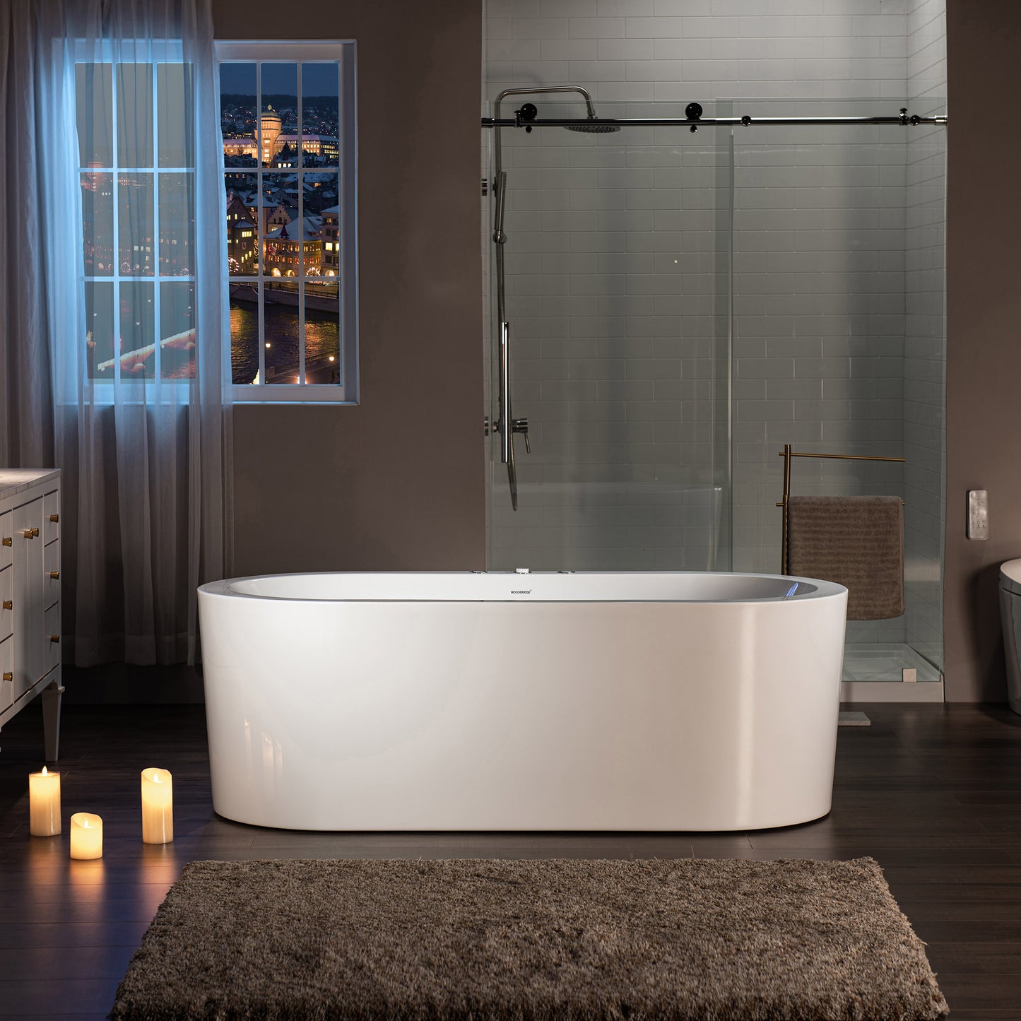 66" Heated Combo Freestanding Bathtub With Dual Jets & Air Bubble
