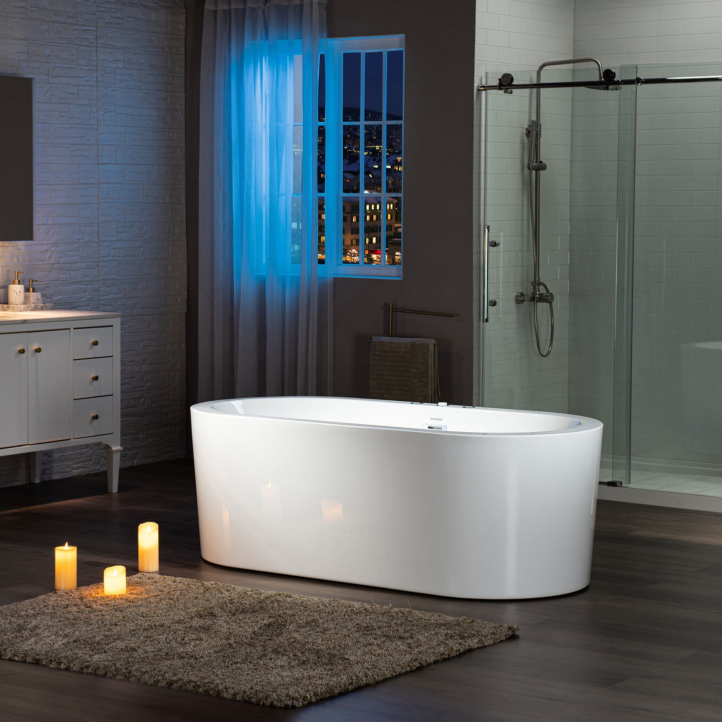 66" Heated Combo Freestanding Bathtub With Dual Jets & Air Bubble