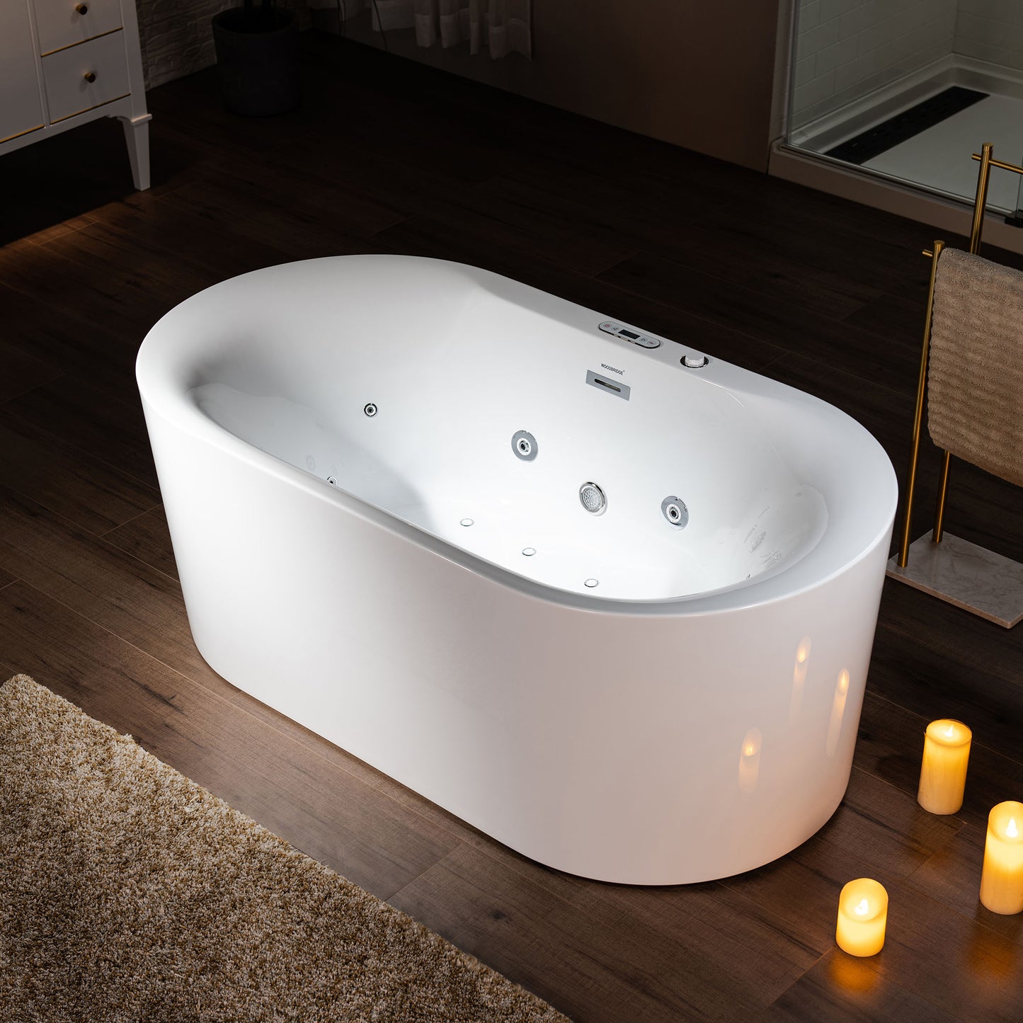 Empava 59" Heated Whirlpool Air Tub | Combo Jet, LED Controls & Compact