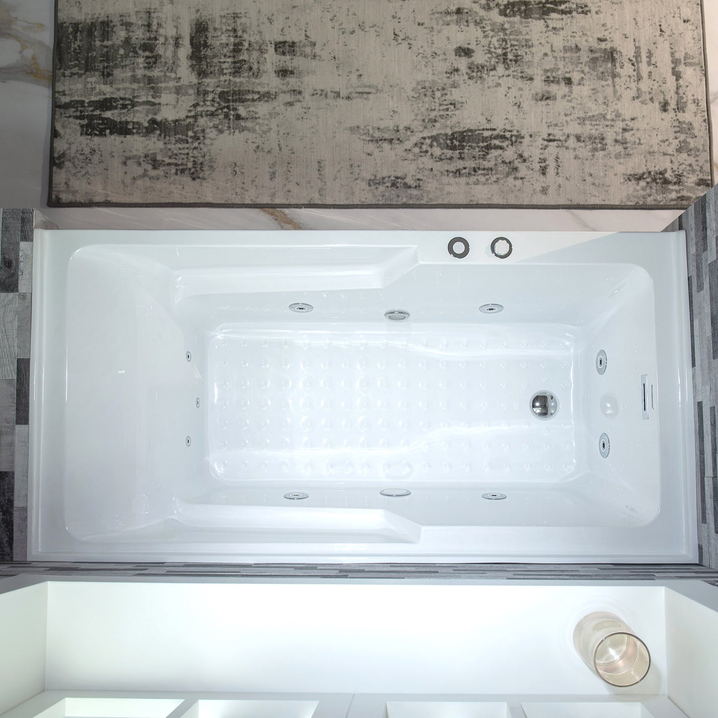 WOODBRIDGE BS6030L - 60" Alcove Rectangular Whirlpool Tub with Left Drain, Inline Heater, and Chrome Pop-up Drain