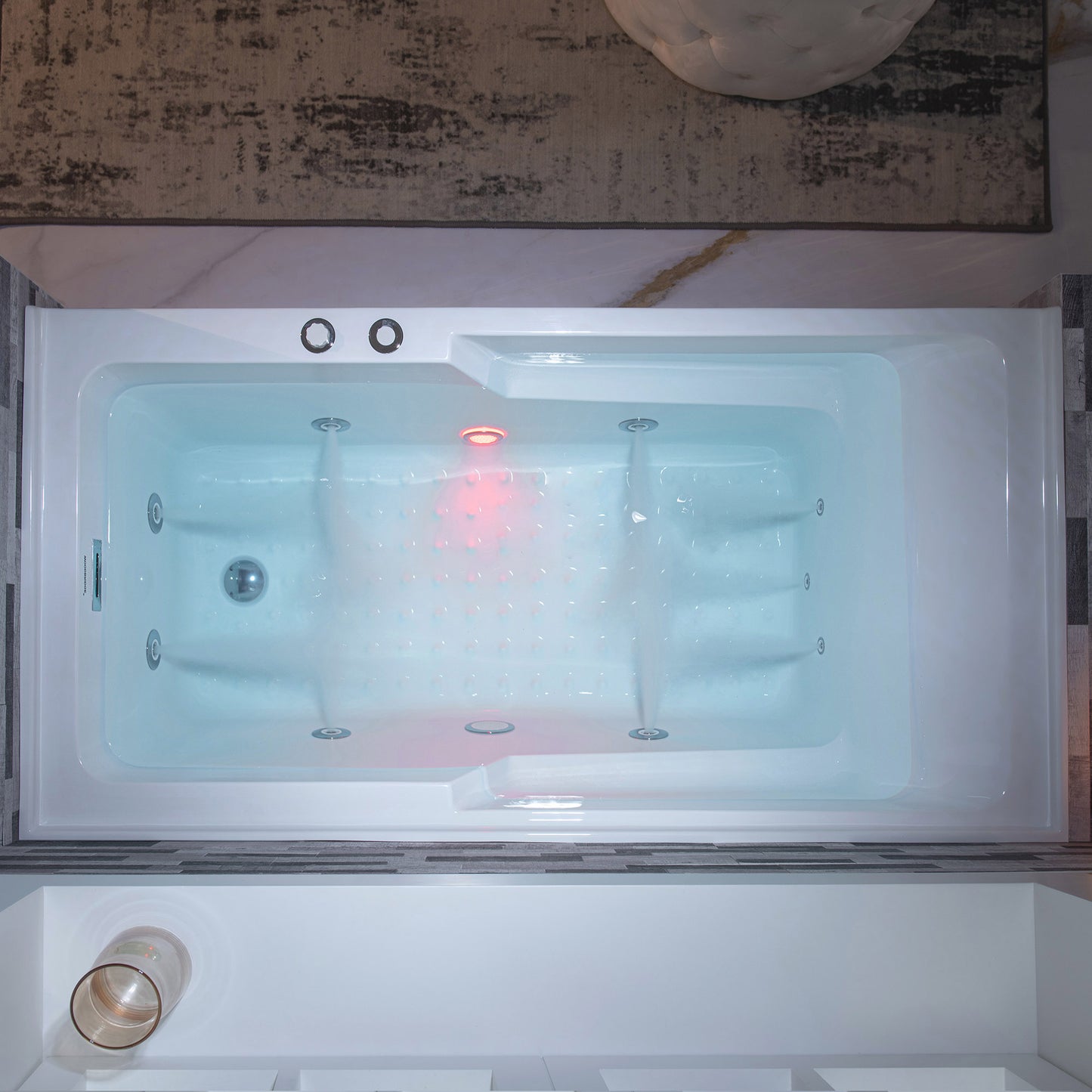 WOODBRIDGE BS6030R - 60"x 30"x 21-5/8" Alcove Rectangular Whirlpool Tub with Right Drain, CHROME Pop-Up Drain AND Inline Heater Included