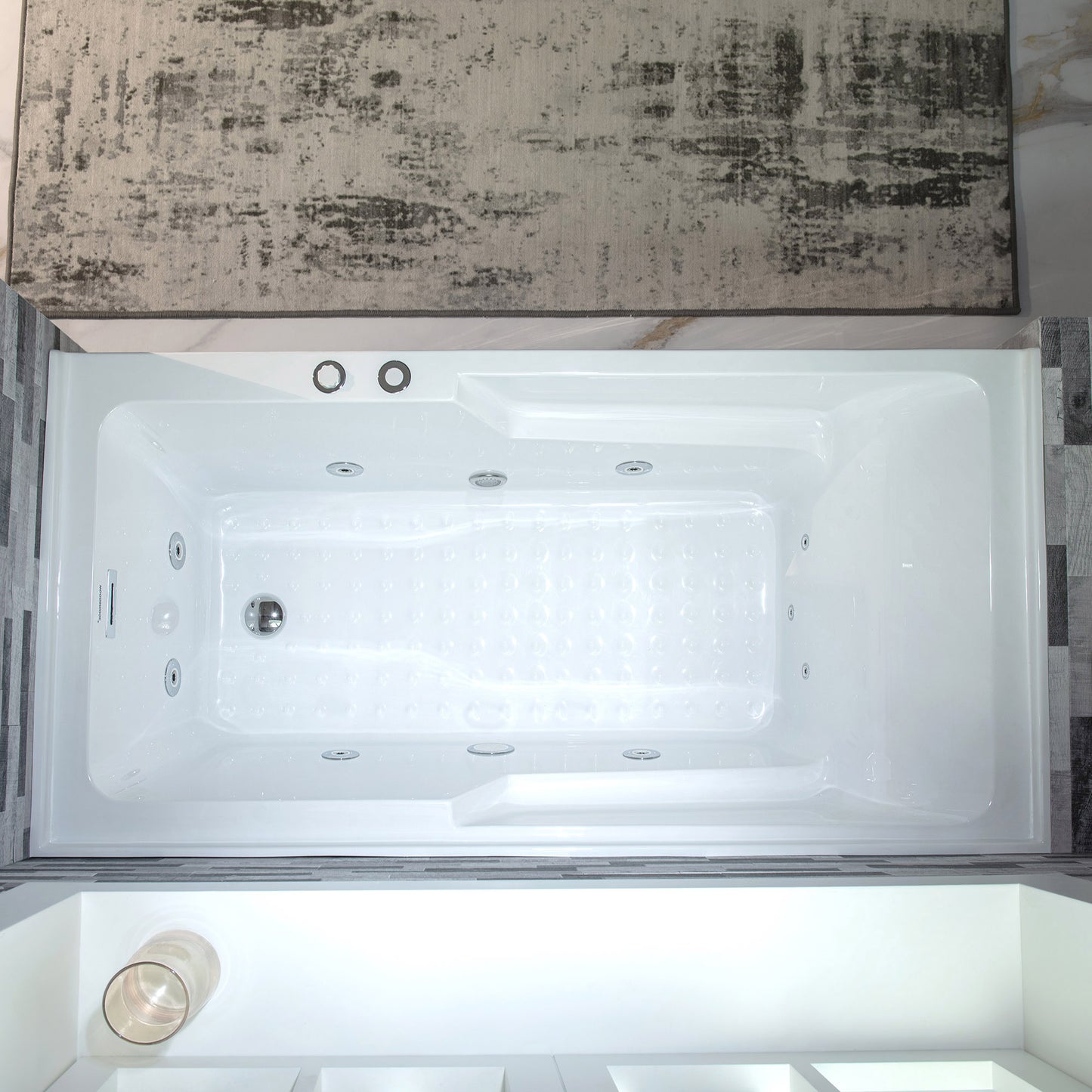 WOODBRIDGE BS6030R - 60"x 30"x 21-5/8" Alcove Rectangular Whirlpool Tub with Right Drain, CHROME Pop-Up Drain AND Inline Heater Included