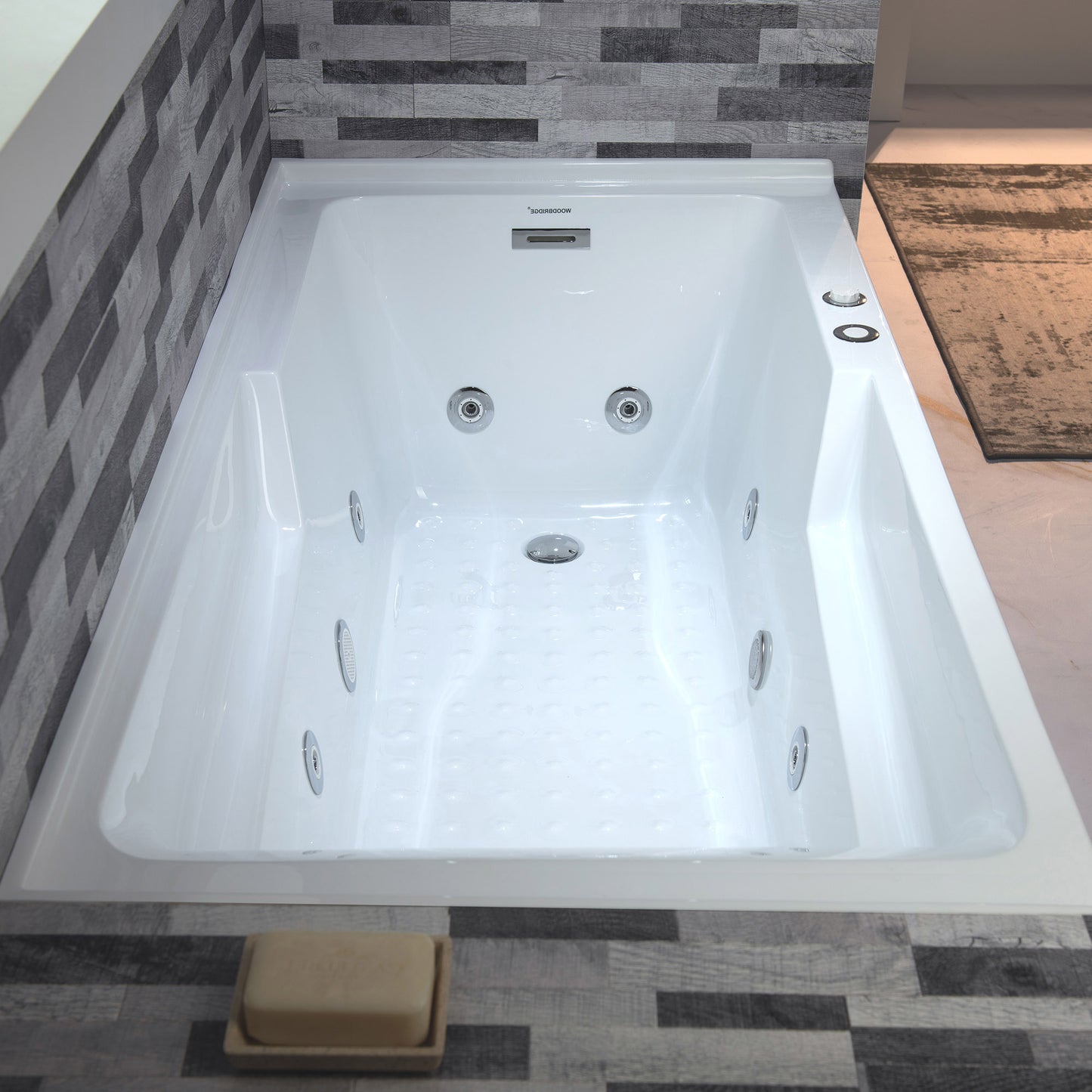 WOODBRIDGE BS6030R - 60"x 30"x 21-5/8" Alcove Rectangular Whirlpool Tub with Right Drain, CHROME Pop-Up Drain AND Inline Heater Included