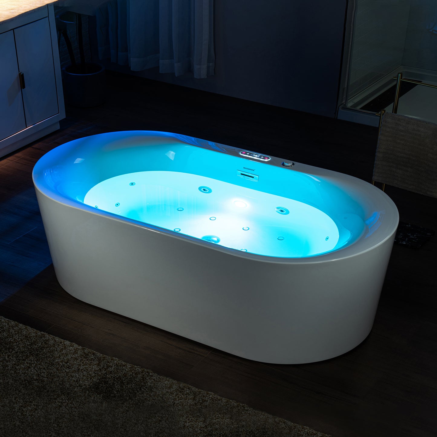 WOODBRIDGE BJ600 72" x 35-3/8" Whirlpool Jet + Air Bath Heated Soaking Combo Tub with Adjustable Speed Air Blower & Display Control Panel