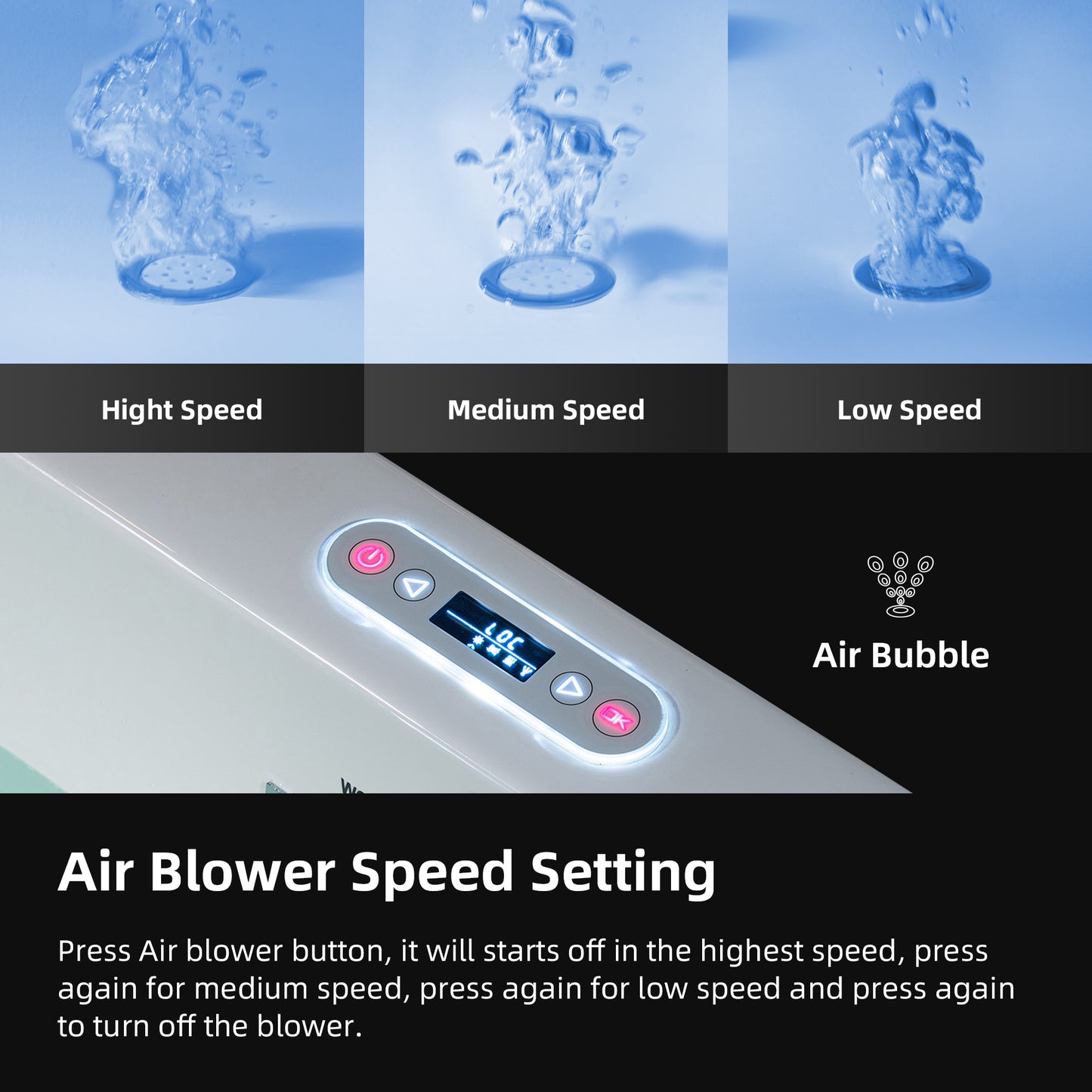 72" Deep Soaking Tub with Faucet | Heated Combo, Adjustable Speed