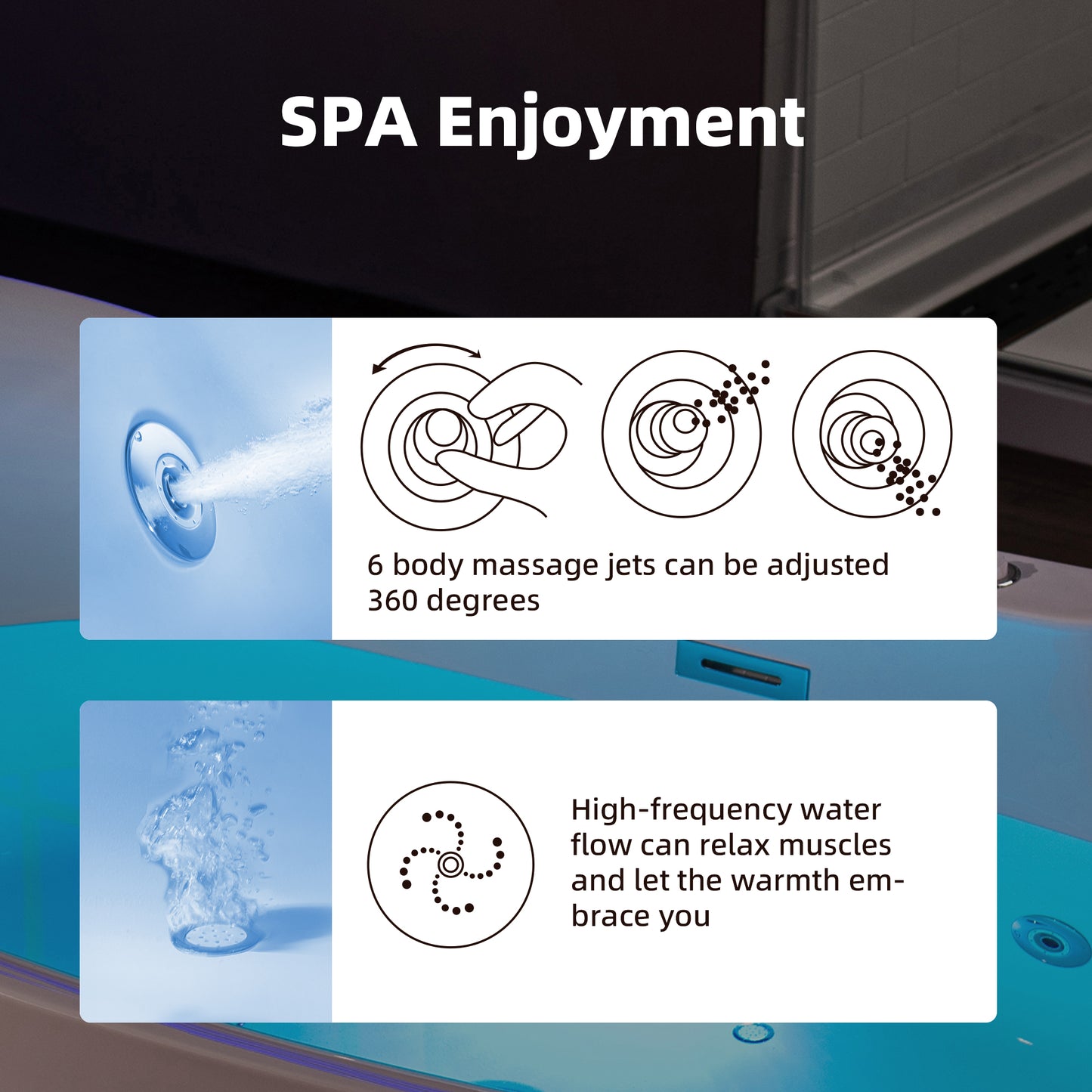 72" Deep Soaking Tub with Faucet | Heated Combo, Adjustable Speed