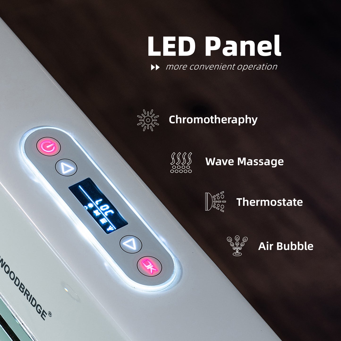 72" Deep Soaking Tub with Faucet | Heated Combo, Adjustable Speed