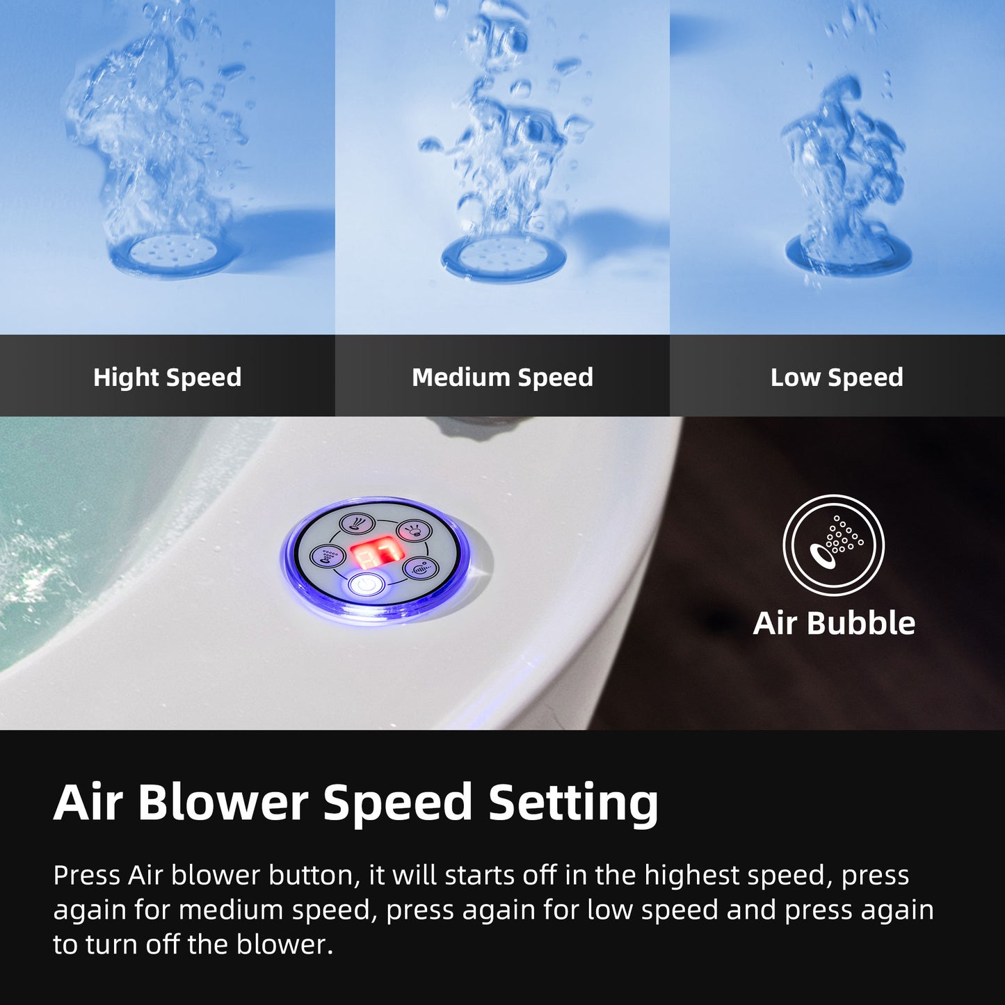 71" Multi-Speed Whirlpool Bathtub | Heated Combo & Air Blower