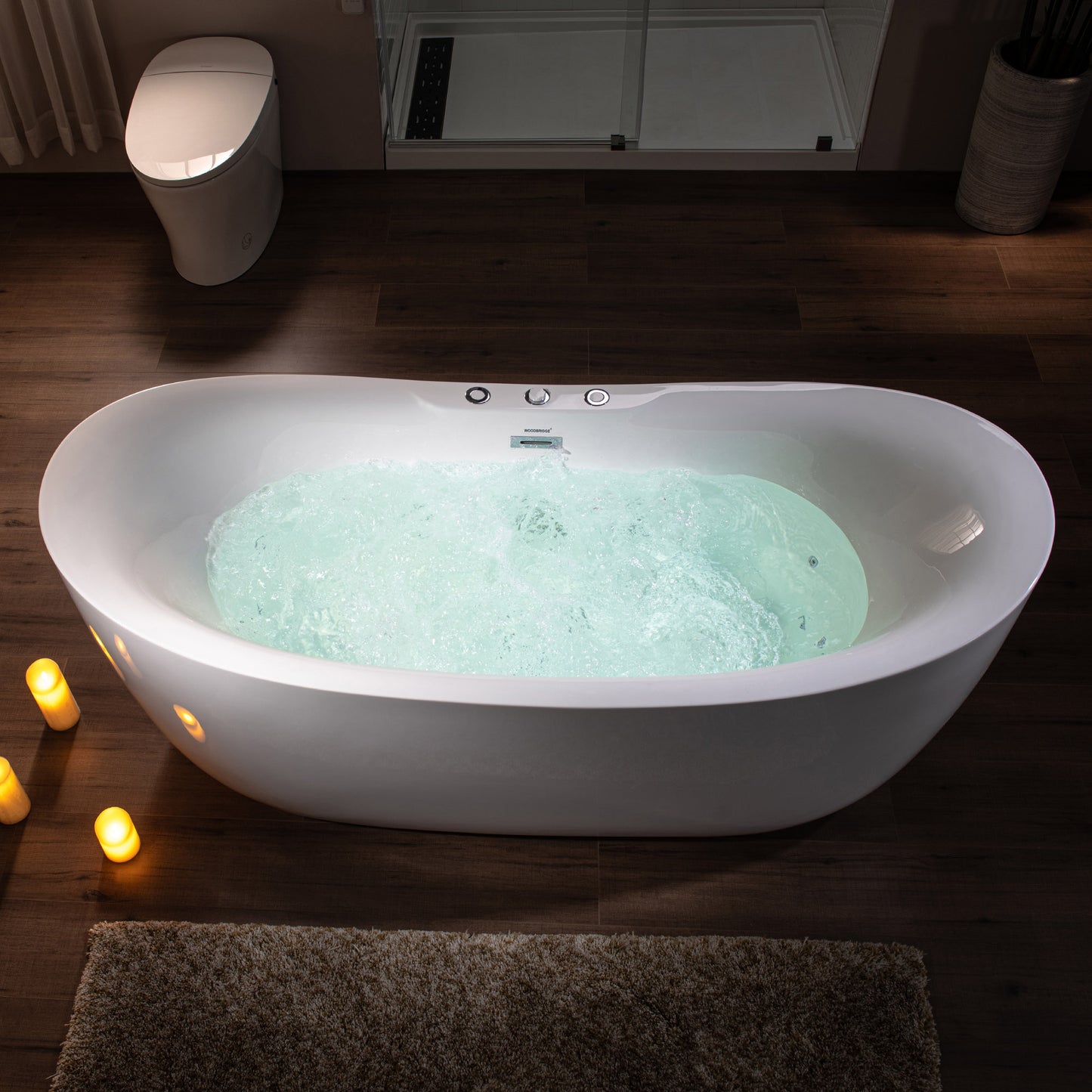 WOODBRIDGE BJ300 71" x 31-1/2" Whirlpool Jetted + Air Bubble Freestanding Heated Soaking Combination Bathtub