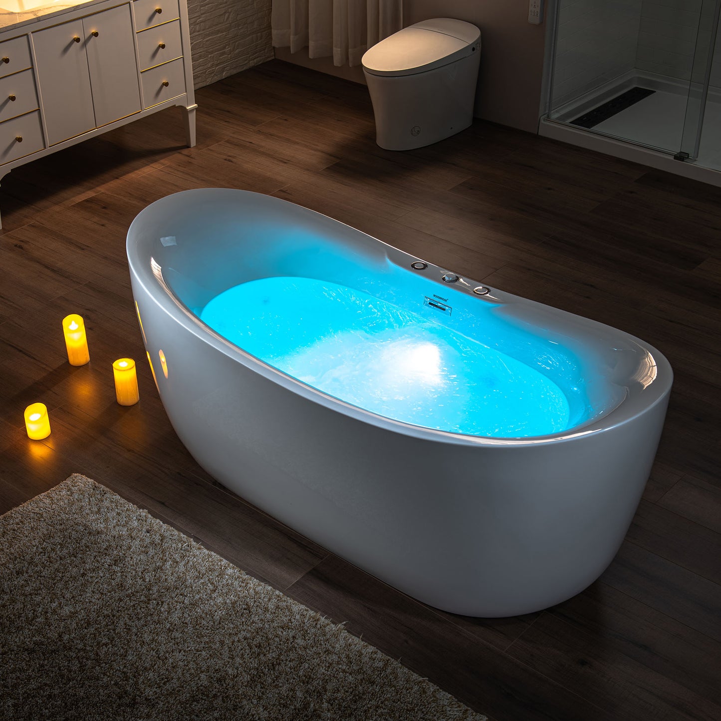 WOODBRIDGE BJ300 71" x 31-1/2" Whirlpool Jetted + Air Bubble Freestanding Heated Soaking Combination Bathtub