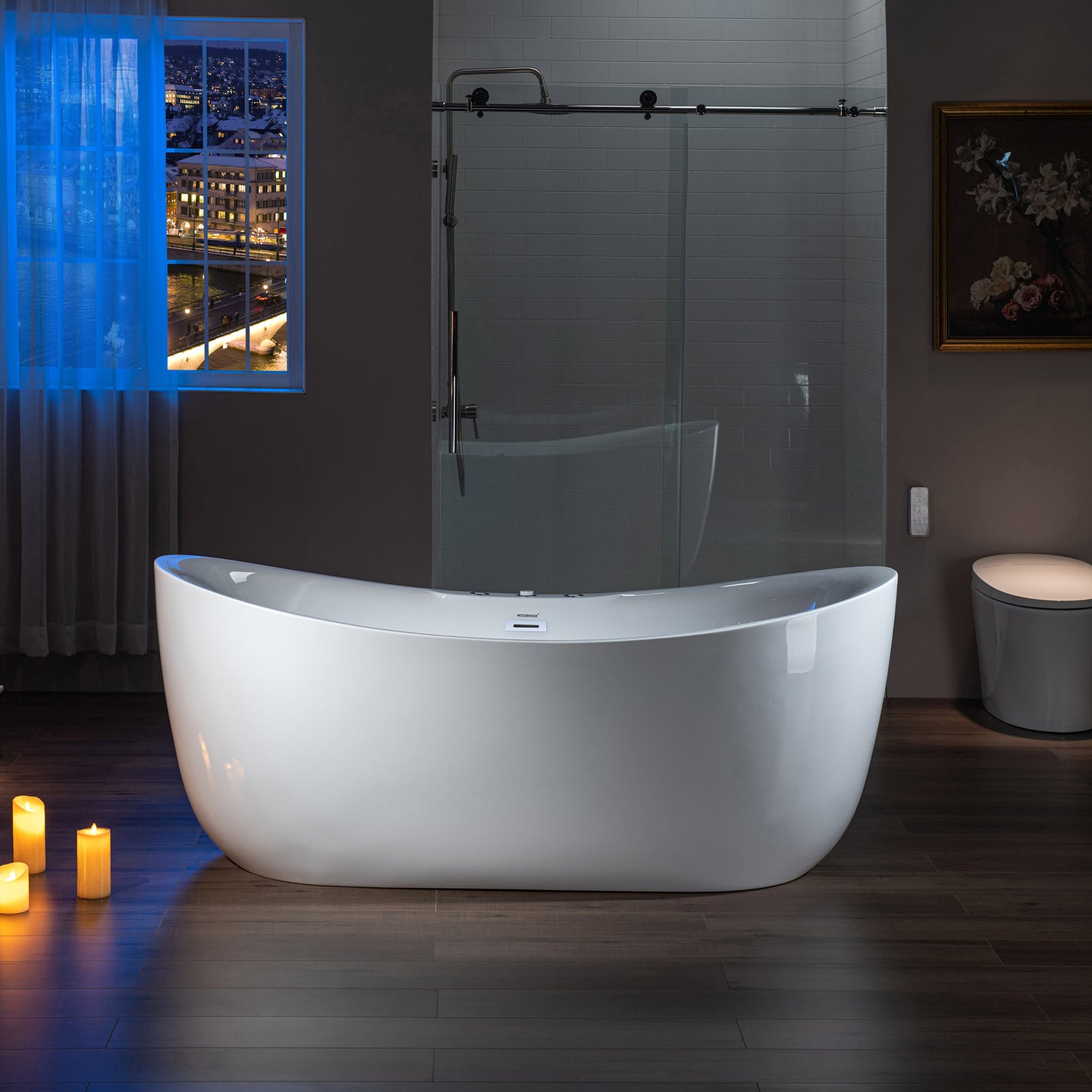 WOODBRIDGE BJ300 71" x 31-1/2" Whirlpool Jetted + Air Bubble Freestanding Heated Soaking Combination Bathtub
