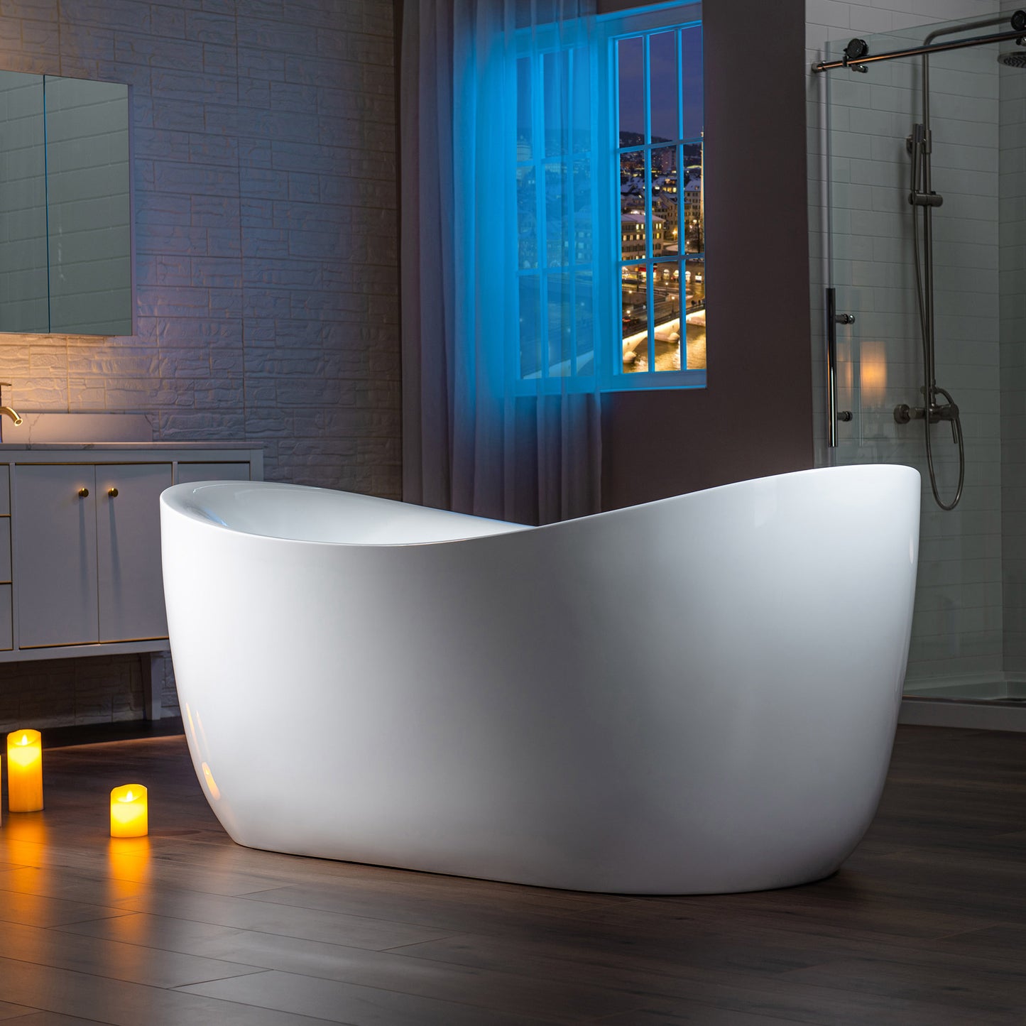 WOODBRIDGE BJ300 71" x 31-1/2" Whirlpool Jetted + Air Bubble Freestanding Heated Soaking Combination Bathtub