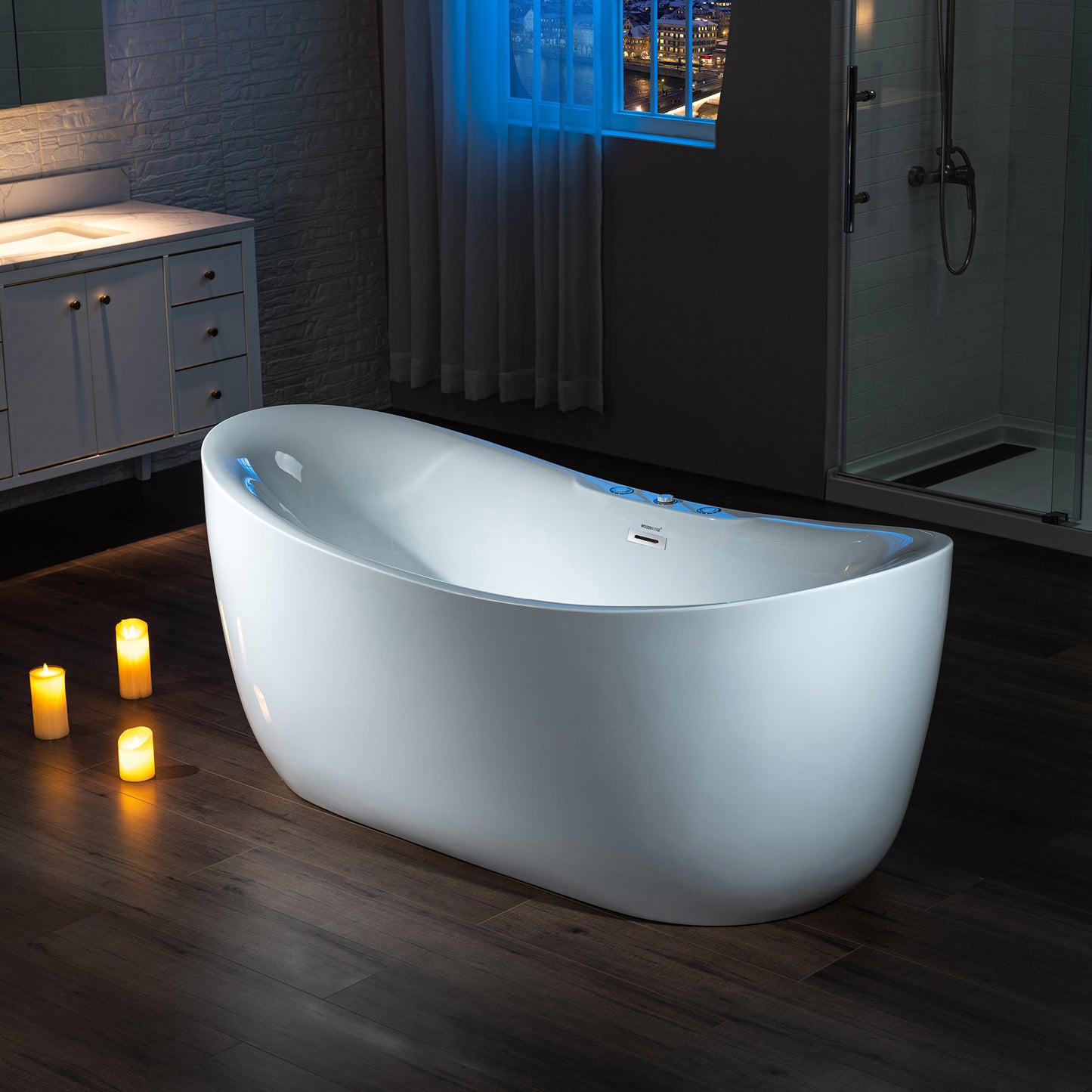 WOODBRIDGE BJ300 71" x 31-1/2" Whirlpool Jetted + Air Bubble Freestanding Heated Soaking Combination Bathtub