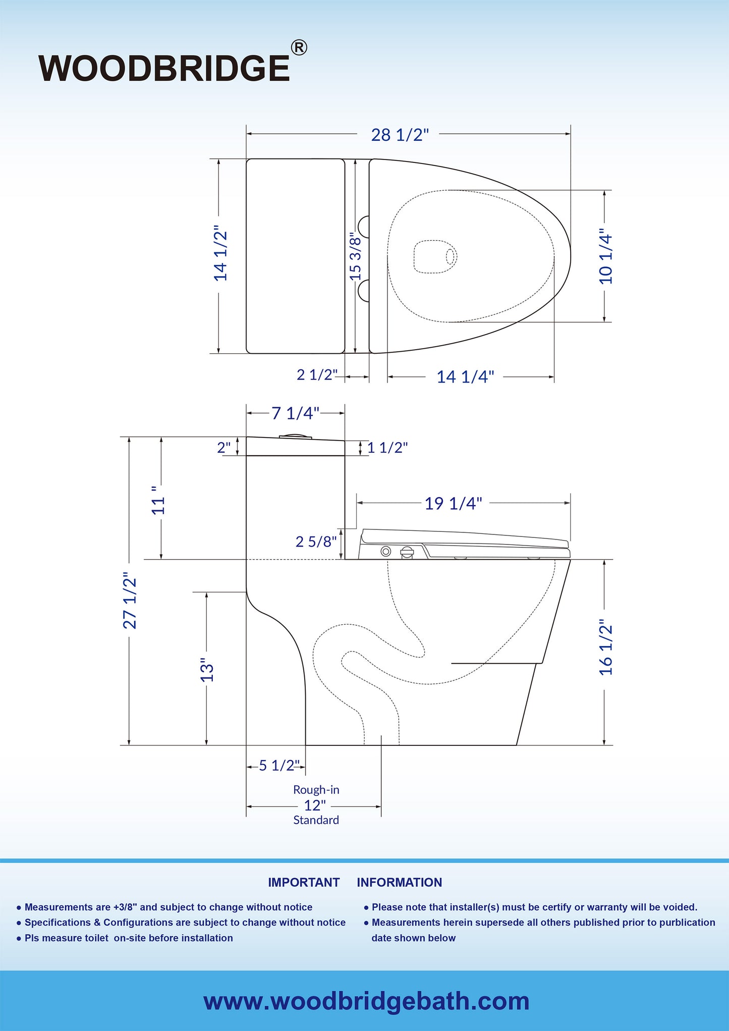 WOODBRIDGE T-0042 | One-Piece Dual Flush Elongated Toilet | with Soft Close Non-Electric Seat, White