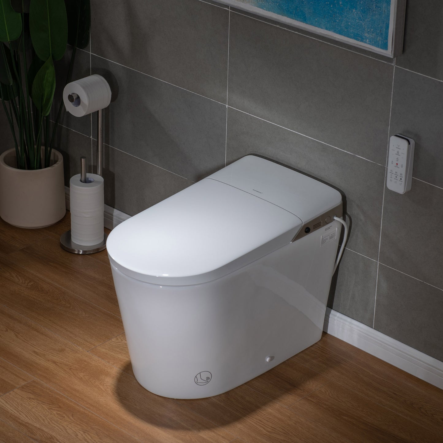 WOODBRIDGE EBT470 | Smart Bidet Toilet | Foot Sensor Auto Open/Close & Quiet Flush | Warm Air Dryer| Nightlight