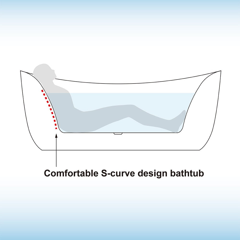 71" Combo Jet Freestanding Bathtub with Air Bubble & Whirlpool