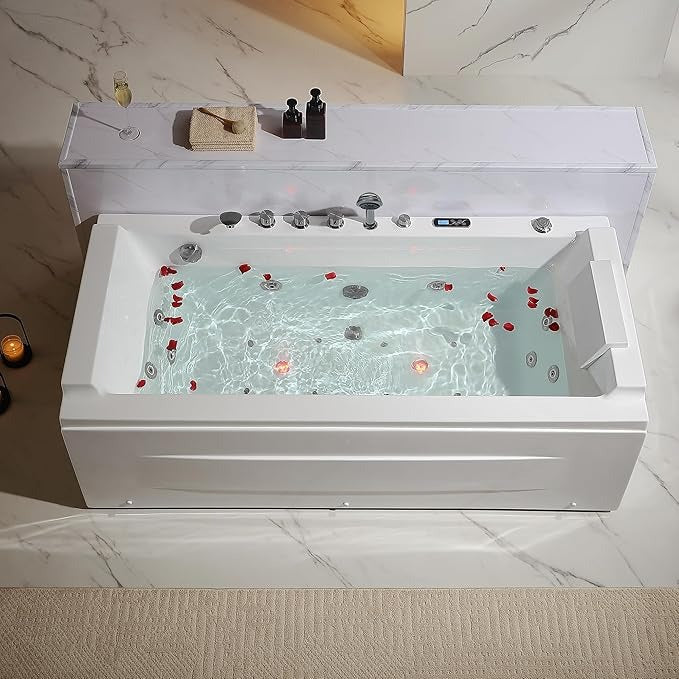 Empava EMPV-71JT351 Empava 71" Whirlpool Bathtub with Hydro Massage, Waterfall, Heater & LED Chromotherapy