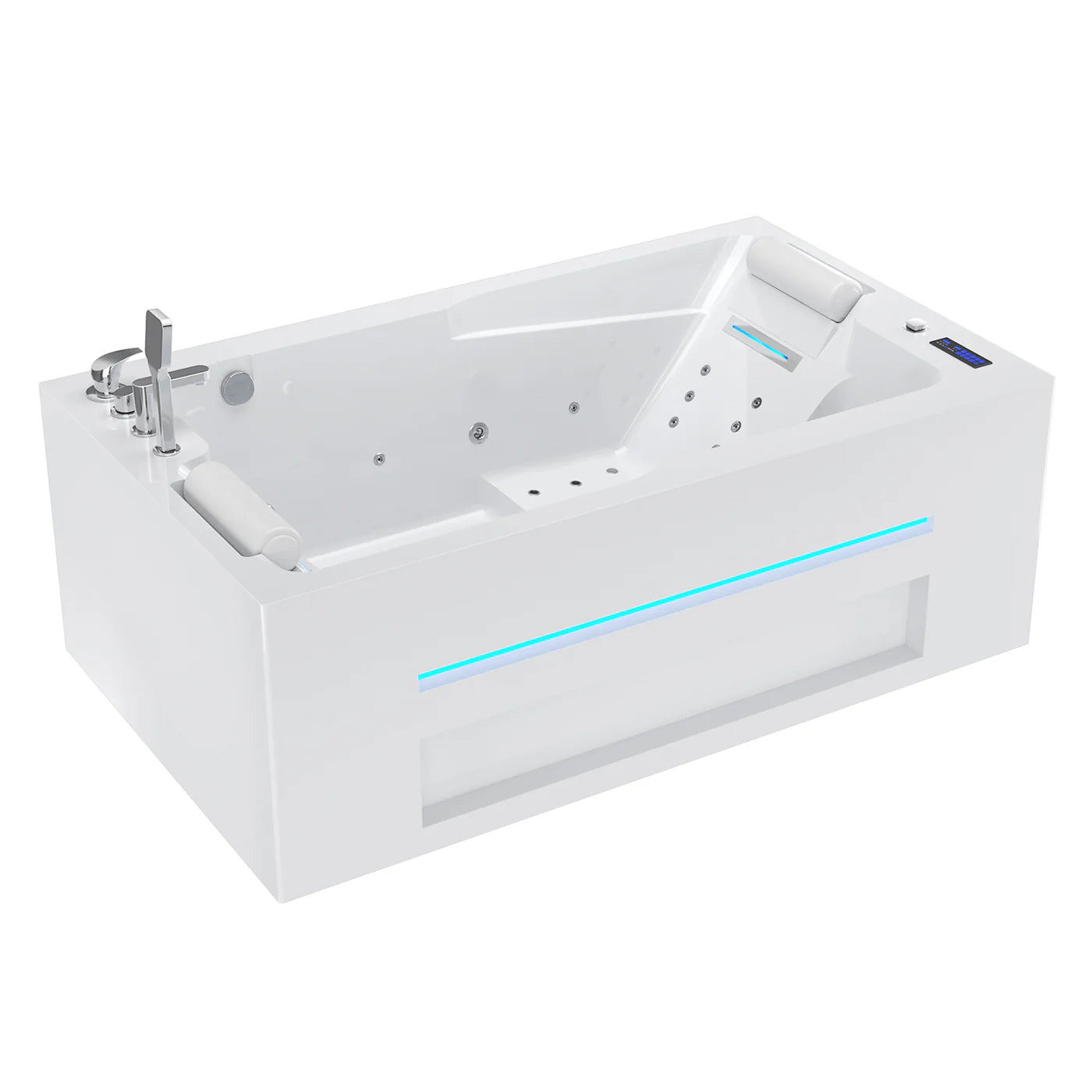 Empava Freestanding Whirlpool Bathtub Jetted Tub with LED Lights Inline Heater | EMPV-71JT802