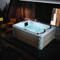 Empava EMPV-75JT901 75" L X 51" W X 29" H 2-Person Freestanding Soaking Tub – Extra-Large Acrylic Bathtub with Center Drain