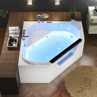 Empava EMPV-59PRO03 59"L X 59"W X 25"H Corner Whirlpool Bathtub with Air Jets & Heater