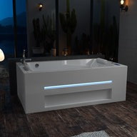 Empava EMPV-71JT802 71" L X 42" W X 25" H 2-Person Freestanding Whirlpool Bathtub Jetted Tub with LED Lights Inline Heater