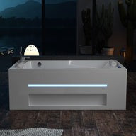 Empava EMPV-71JT802 71" L X 42" W X 25" H 2-Person Freestanding Whirlpool Bathtub Jetted Tub with LED Lights Inline Heater