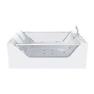 EMPV-71PRO01 71" L X 48" W X 24" H Freestanding Combo Massage Whirlpool Inline Heater 2-Person Bathtub with Dual Glass Design