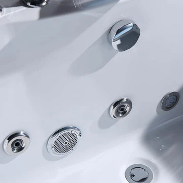 Empava EMPV-59JT408LED 59" Alcove Whirlpool LED Bathtub with Center Drain