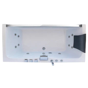 Empava EMPV-59JT408LED 59" Alcove Whirlpool LED Bathtub with Center Drain