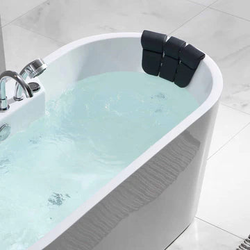 67" Freestanding Center Drain Tub | Whirlpool Jets & Dual Headrest