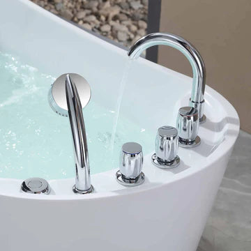 67" Textured Freestanding Tub | Whirlpool Jets & Reversible Drain