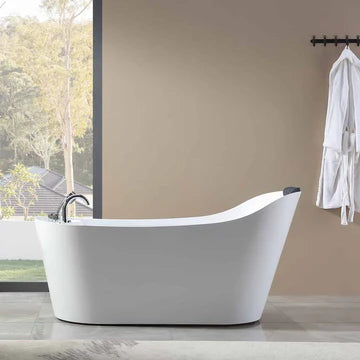 67" Textured Freestanding Tub | Whirlpool Jets & Reversible Drain