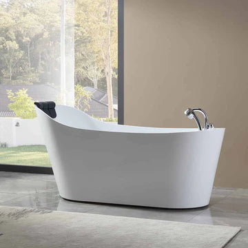 67" Textured Freestanding Tub | Whirlpool Jets & Reversible Drain