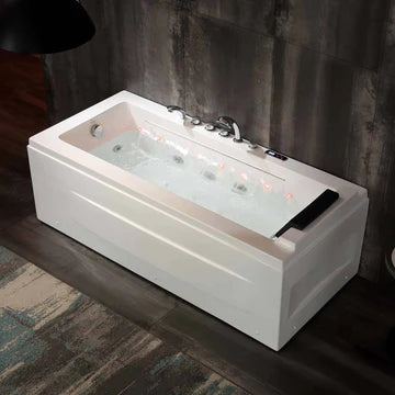 67" Alcove Whirlpool Tub | Massage Jets, LED Lights & Left Drain