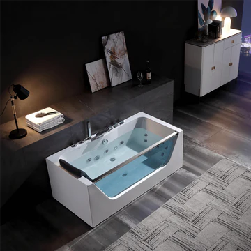 67" Alcove Whirlpool LED Tub | Window Panel & Center Drain