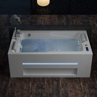 Empava EMPV-71JT802 71" L X 42" W X 25" H 2-Person Freestanding Whirlpool Bathtub Jetted Tub with LED Lights Inline Heater