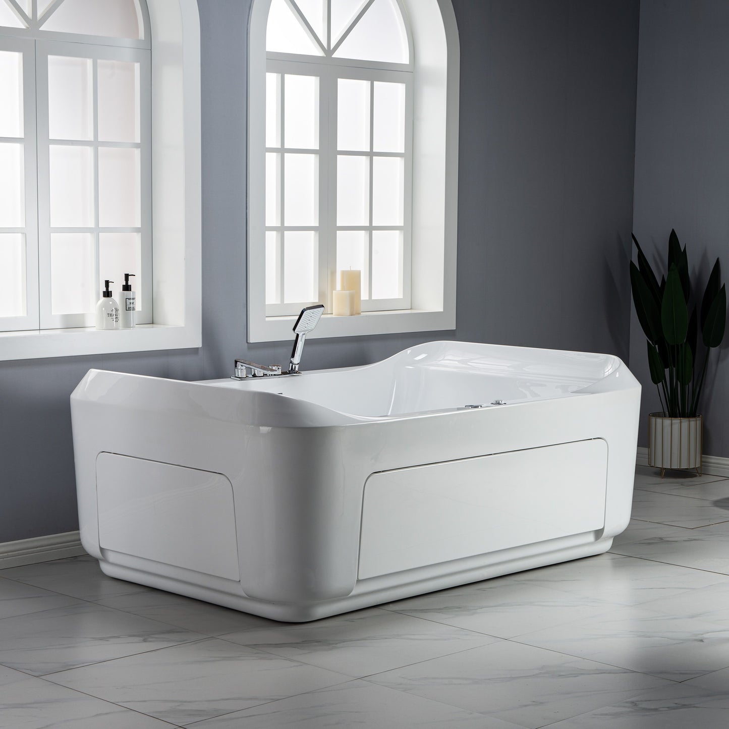WOODBRIDGE BTS0091 | 70"x47" Wide Freestanding Hydrotherapy Tub | Dual Massage & Heated
