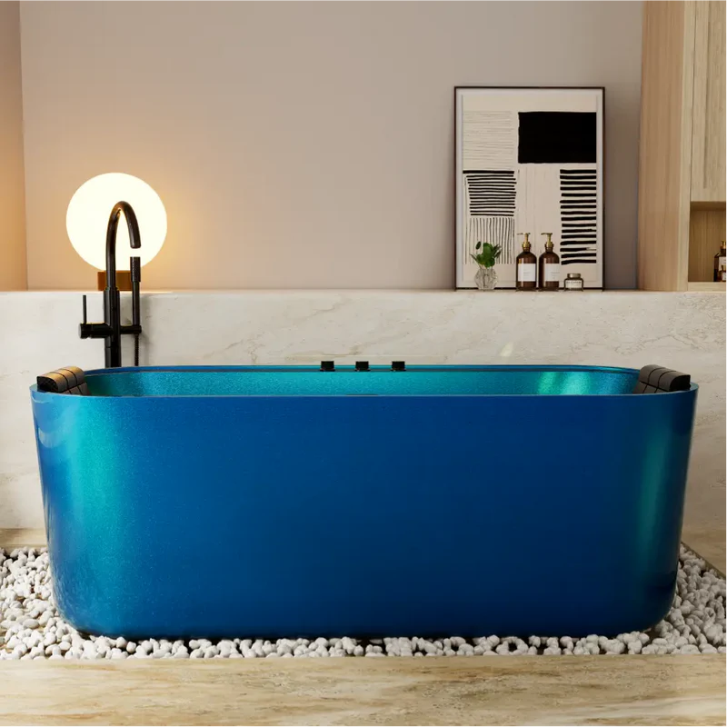 Empava EMPV-67DM01 | 67-Inch Acrylic Freestanding Whirlpool Bathtub with Center Drain