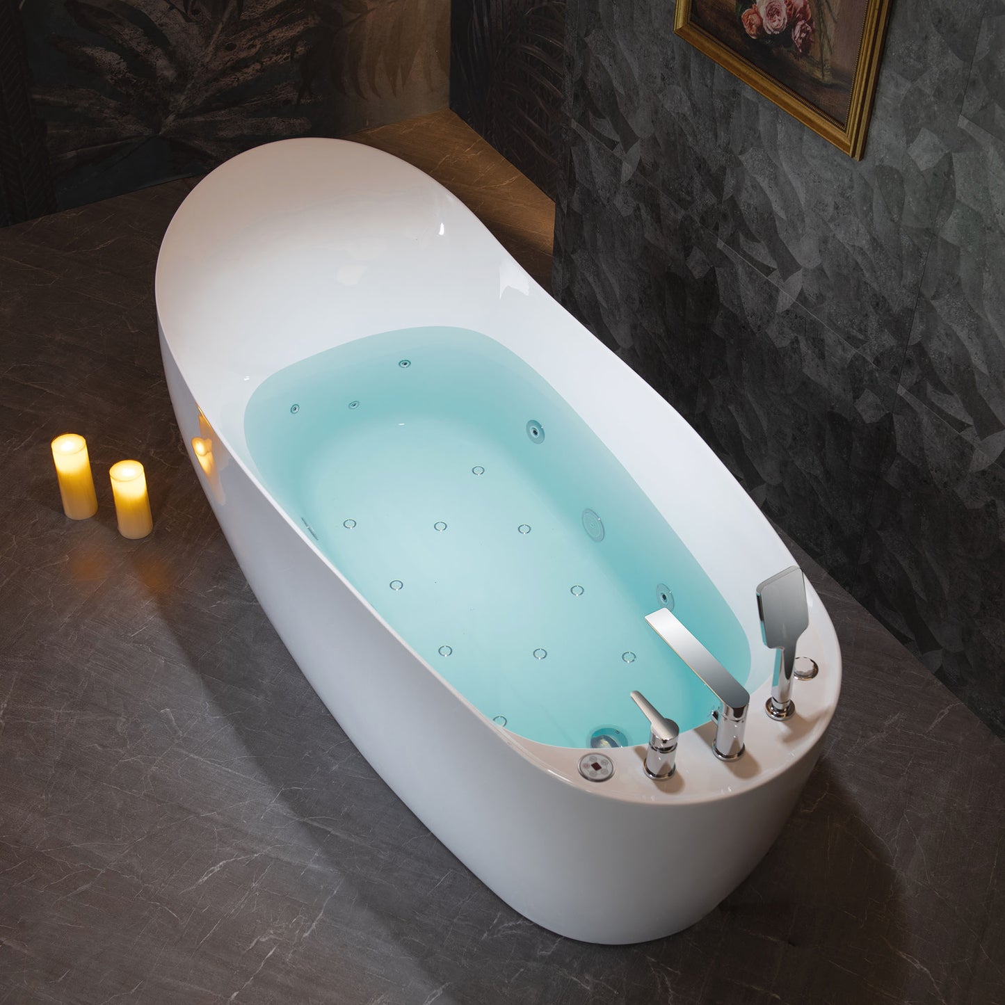 Woodbridge BJ700+F0042CH | 71" Adjustable Hydrotherapy Bathtub | Heated, Dual Jet & Faucet