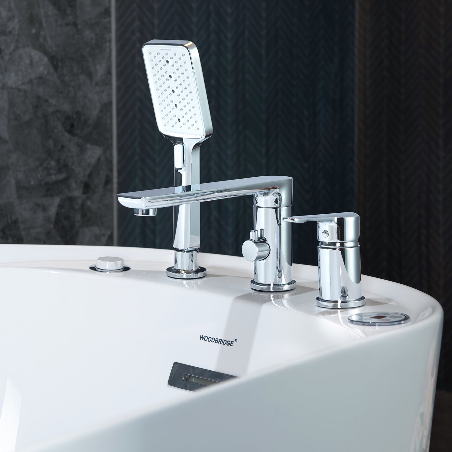 Woodbridge BJ700+F0042CH | 71" Adjustable Hydrotherapy Bathtub | Heated, Dual Jet & Faucet