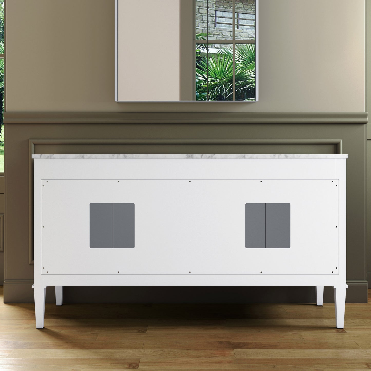 WOODBRIDGE Roma 61" | Double Bathroom Vanity | with Carrara Marble Top, Solid Wood Cabinet, Espresso & White Finish & Gold Hardware