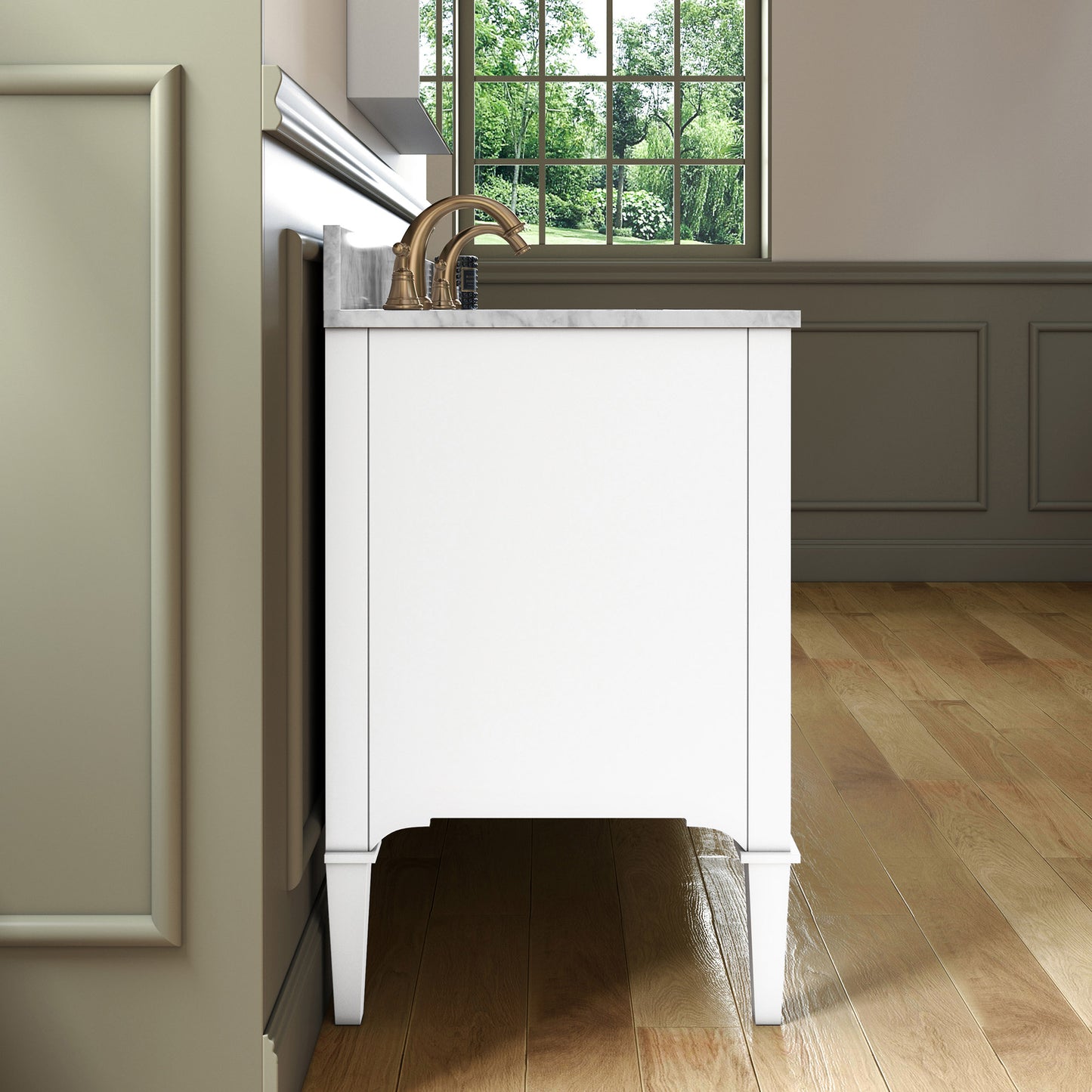 WOODBRIDGE Roma 61" | Double Bathroom Vanity | with Carrara Marble Top, Solid Wood Cabinet, Espresso & White Finish & Gold Hardware