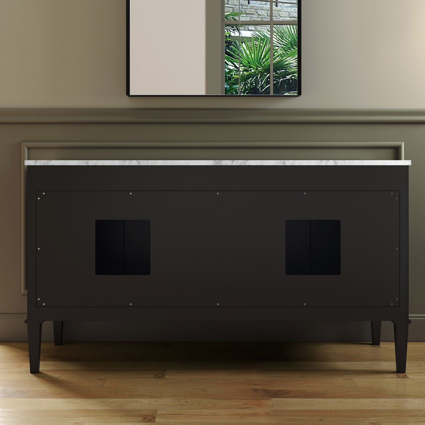 WOODBRIDGE Roma 61" | Double Bathroom Vanity | with Carrara Marble Top, Solid Wood Cabinet, Espresso & White Finish & Gold Hardware
