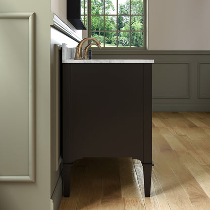 WOODBRIDGE Roma 61" | Double Bathroom Vanity | with Carrara Marble Top, Solid Wood Cabinet, Espresso & White Finish & Gold Hardware