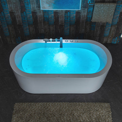 66" Heated Tub with Tub Filler With Dual Jet Combo Freestanding