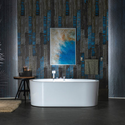 66" Heated Tub with Tub Filler With Dual Jet Combo Freestanding